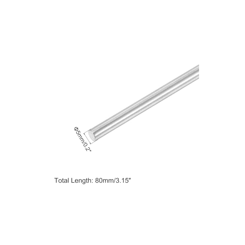 uxcell 304 Stainless Steel Round Bar 5mm x 80mm Stainless Steel Rod Solid Shaft Bar for DIY Crafts, Model Cars, Helicopters, Axle Bars, Airplanes (4