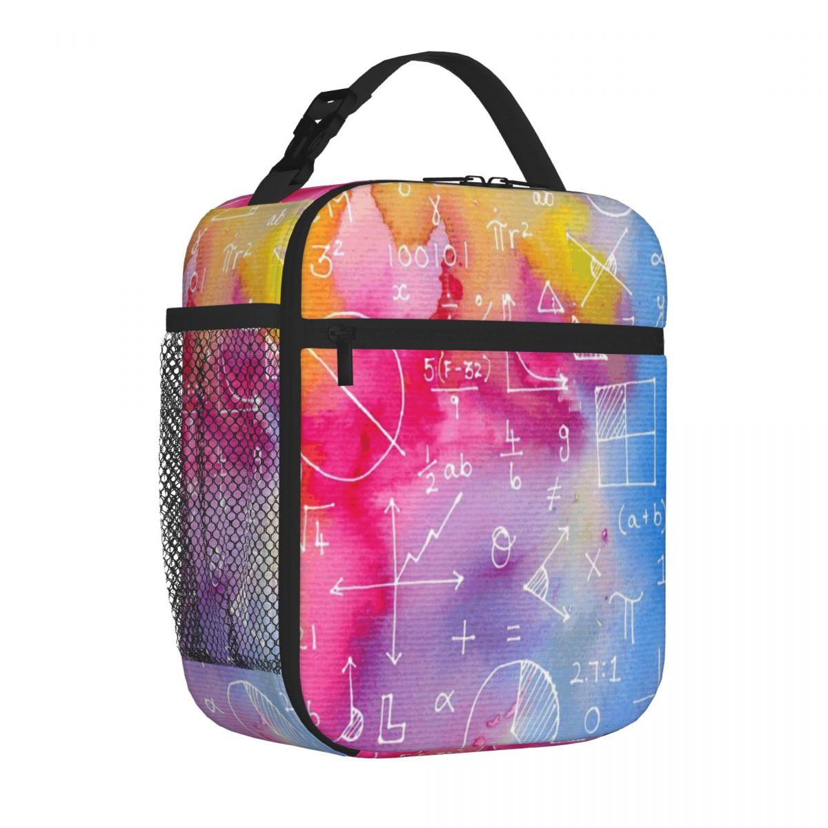 Bestselling Math Formulae (watercolor Background) Vintage Thermal Food Carrier Car Travel Student Lunch Bag One Size