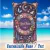 Floral Garden Theme Beach Towel Personalized Custom Name & Text Soft Quick Dry Beach Towel for Swimming Travel