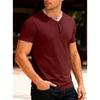 Men Henley Neck Short Sleeve Slim Fit Solid Color Casual Multiple Color Options T Shirt