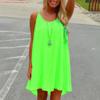Vestido de playa sin mangas con cuello redondo Costura de malla sin espalda Color brillante para mujer vestido de gasa con tirantes de verano ropa de calle