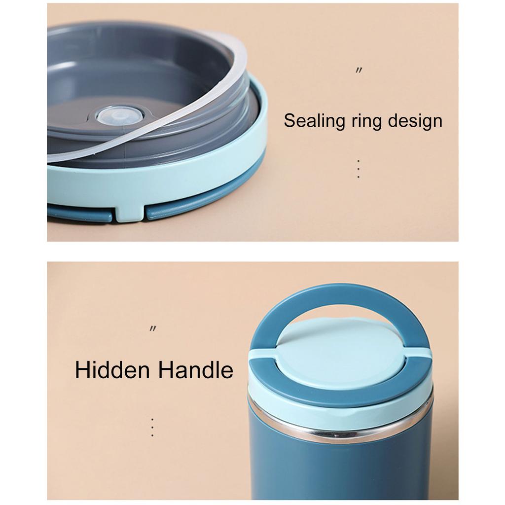 Round Lunch Box Stainless Steel Leak Proof Insulated Large Capacity Food Thermal Jar Soup Containers Food Storage Box 630ML/1L
