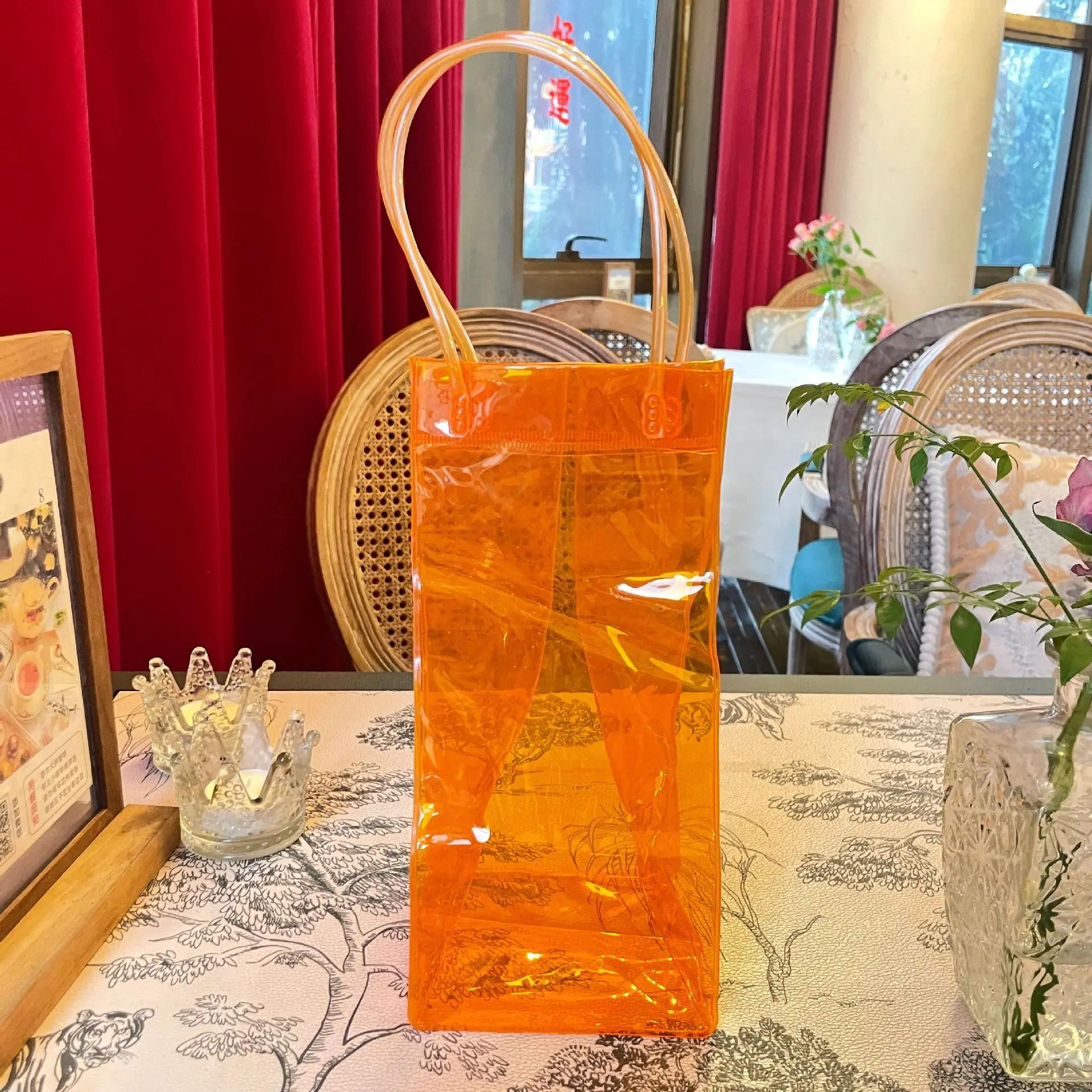 Ice Wine Bags PVC Anti-leakage Ice Bag Transparent Refrigerated Champagne Red Wine Bottle Whisky Eco-friendly Portable Ice Bags