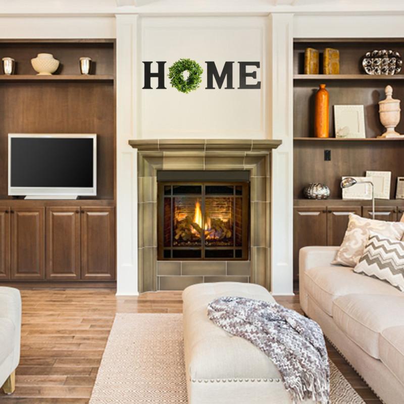 Wall Hanging Wood Home Sign with Artificial Garland for Living Room House