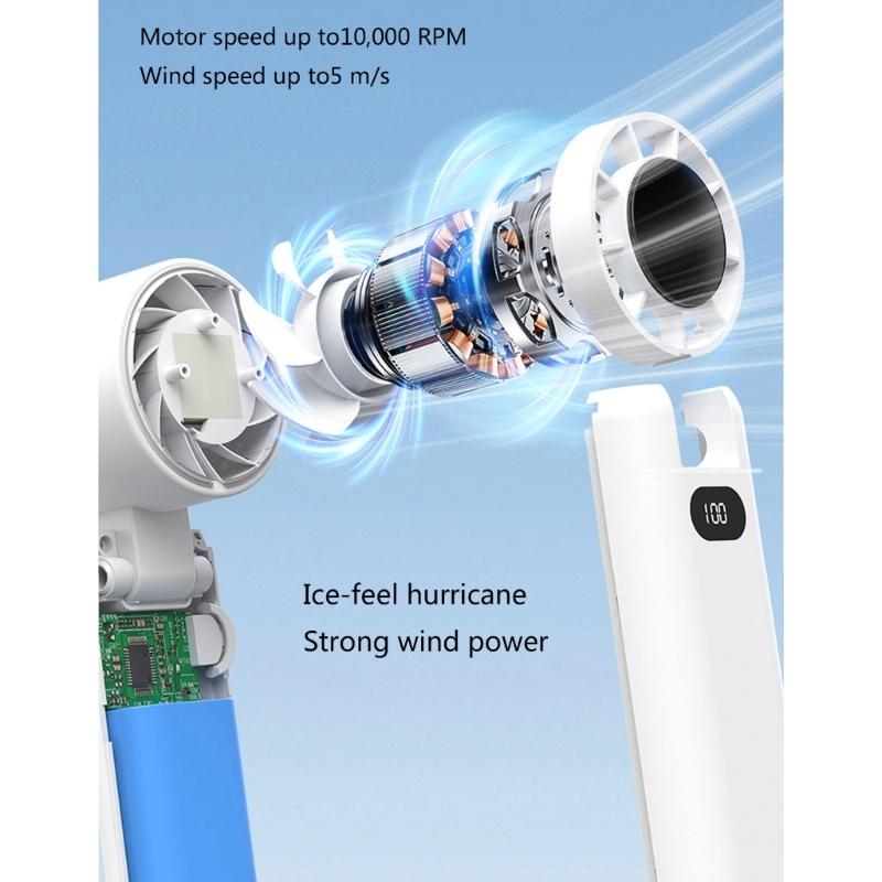 Portable Foldable Desk Fan USB Rechargeable Cordless Fan With Adjustable 5 Speed For Home Office Travel Bedroom