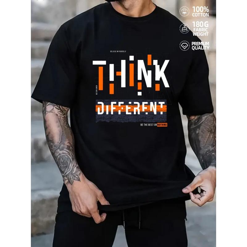 

European sizes Men S Motivational for Different Graphic T-Shirt - Black with Orange Lettering - Soft Everyday Casual Tee - Machine Washable 4XL чорний