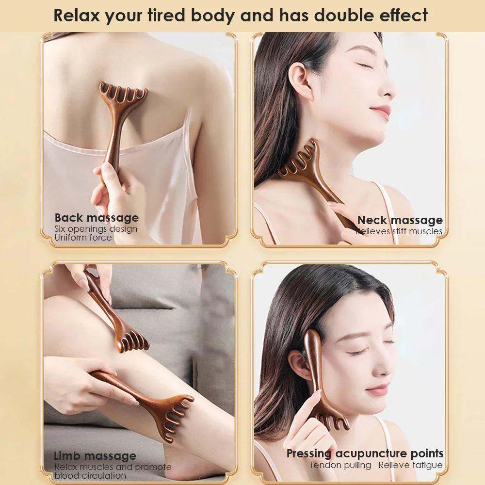Natural five-claw scalp massage device, gua sha tool, back scratching, spa, handheld meridian massage comb, hair care