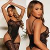 Porno Sexy Lingerie Rhinestone Fishnet Bodysuits Women Mesh Sexy Lingerie Transparent Jumpsuit Costume No Stocking
