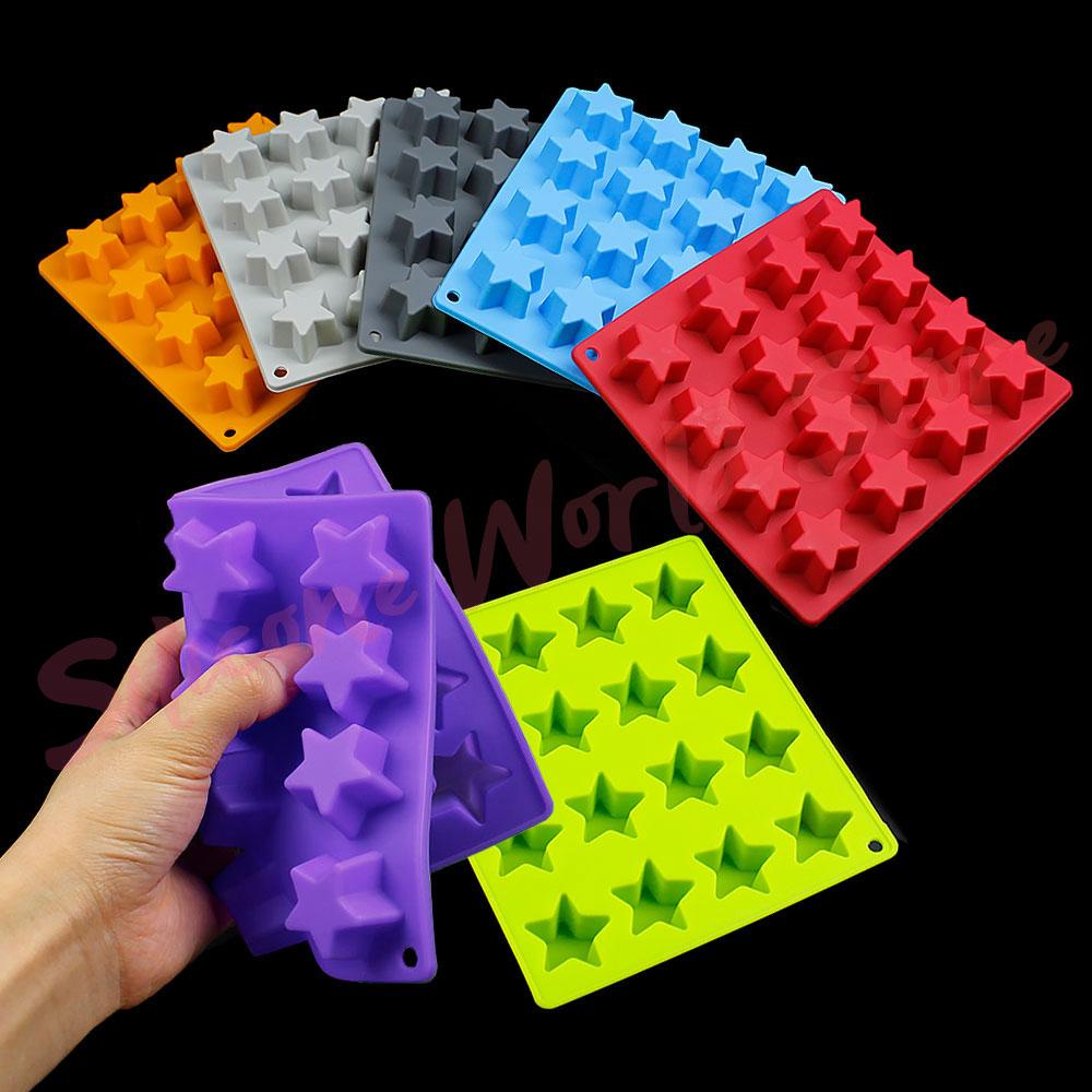 Silicone World DIY Five-pointed Star Ice Cube Silicone Molds 16 Grids Star Ice Grid Mold Ice Making Tray Chocolate Baking Tools