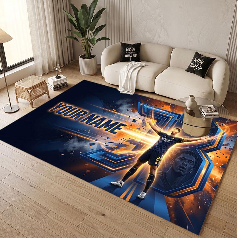 Custom Rug Jude Bellingham Pattern Print Name Text Soft Non‑Slip Floor Carpet for Home Indoor Decoration