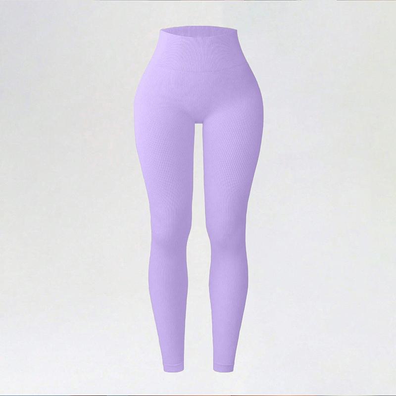 Women's High Waisted Yoga Pants Ribbed Seamless Leggings Tummy Control Workout Gym Fitness