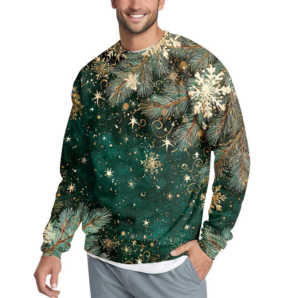 Men's Casual Fashion Printed Round Neck Pullover Sweatshirt