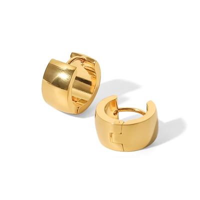 Youthway Titanium Steel Glossy Earrings Stainless Steel Gorgeous Hoop Huggie Earrings Bling Gold Color Fashion Shiny Jewelry
