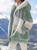 Women's Loose Fit Multi-Color Plush Hooded Jacket - Autumn/Winter 2021