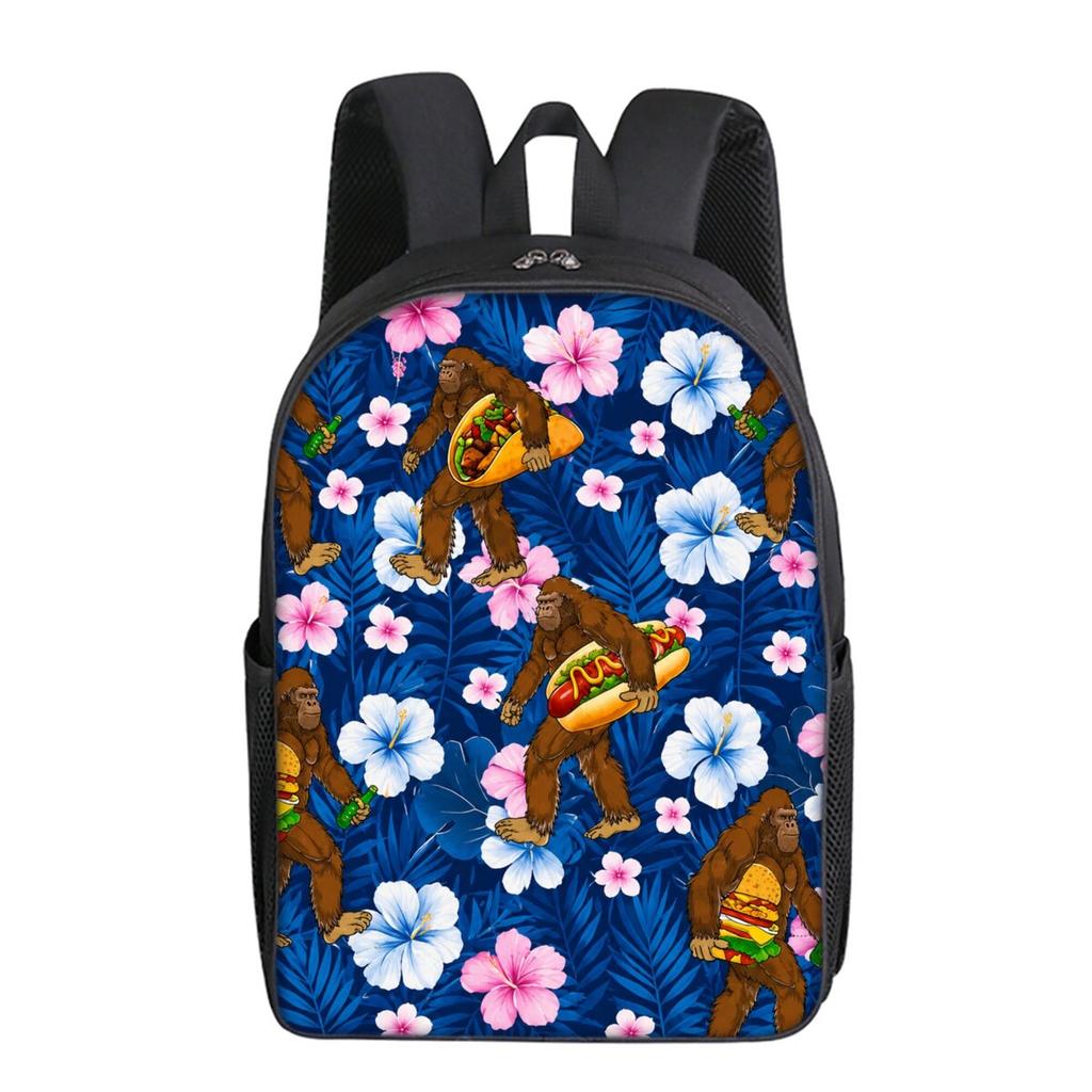 Hot Dog Schimpanse Druck Einlagiger Rucksack Einfacher Stil für Jungen/Mädchen Kinder Beste Geschenke 2D Flache Cartoon Schultaschen