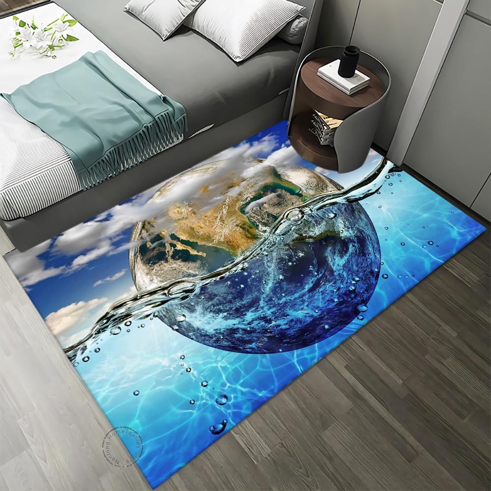 Naked Eye 3D Earth Planet Pattern Carpet For Living Room Bedroom Door Mat Bath Leisure Home Decor