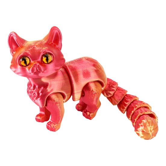 3D Printed Cat Ornament Articulated Cat Figurine with Flexible Joints Desktop Pet Cat Fidget Toy for Stress Relief Kids Adults Gift