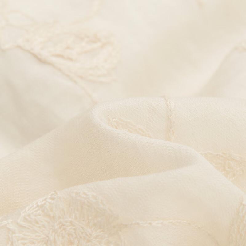 Textured Embroidered Square-Neck Puff Sleeve Long Dress