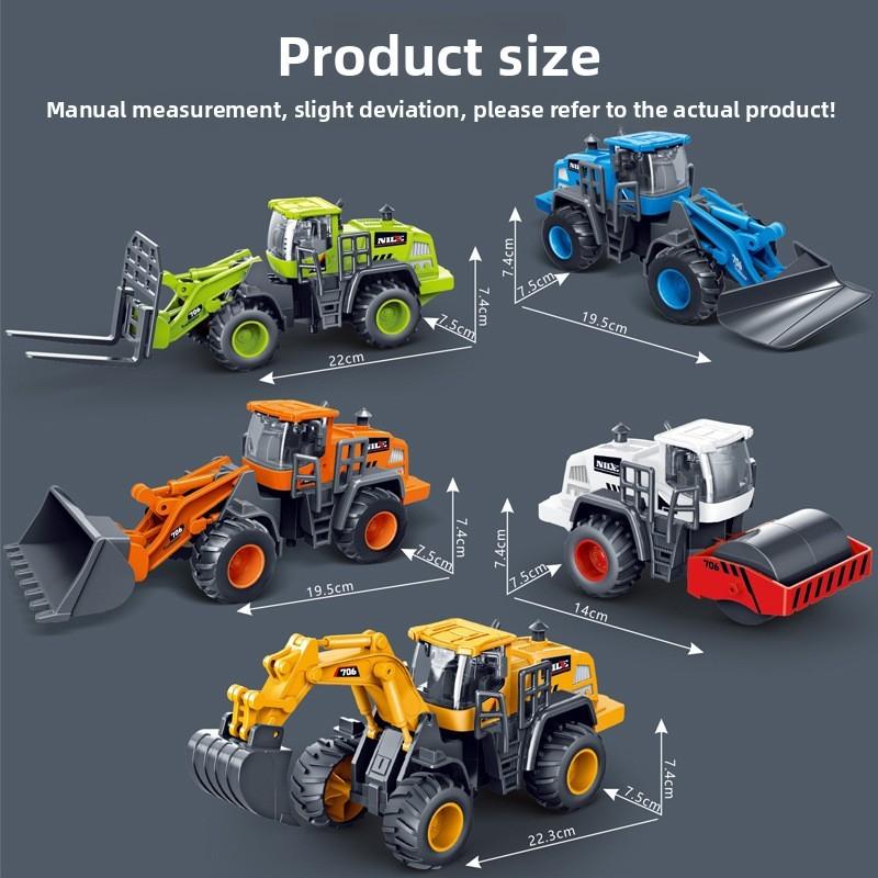 Excavator Plastic Simulated Bulldozer  Roller Forklift Children Toy Car Inertia