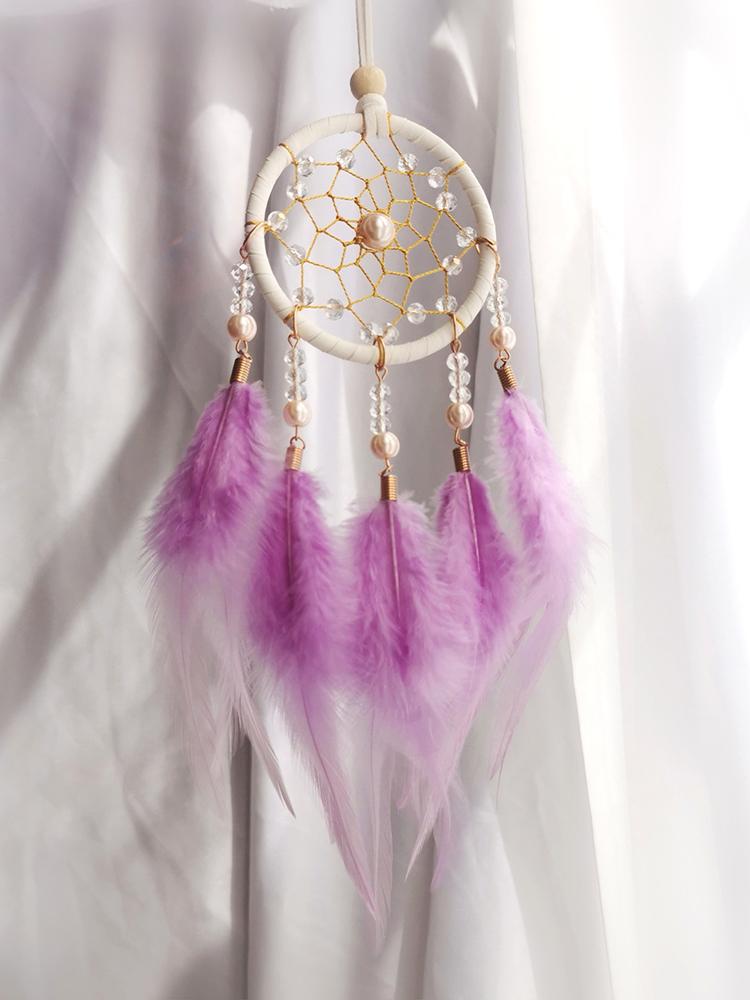 Creative Hand-woven Car Pendant Dream Catcher Feather Wind Chime Valentine's Day Gift Bedroom Hanging Ornaments Home Decoration