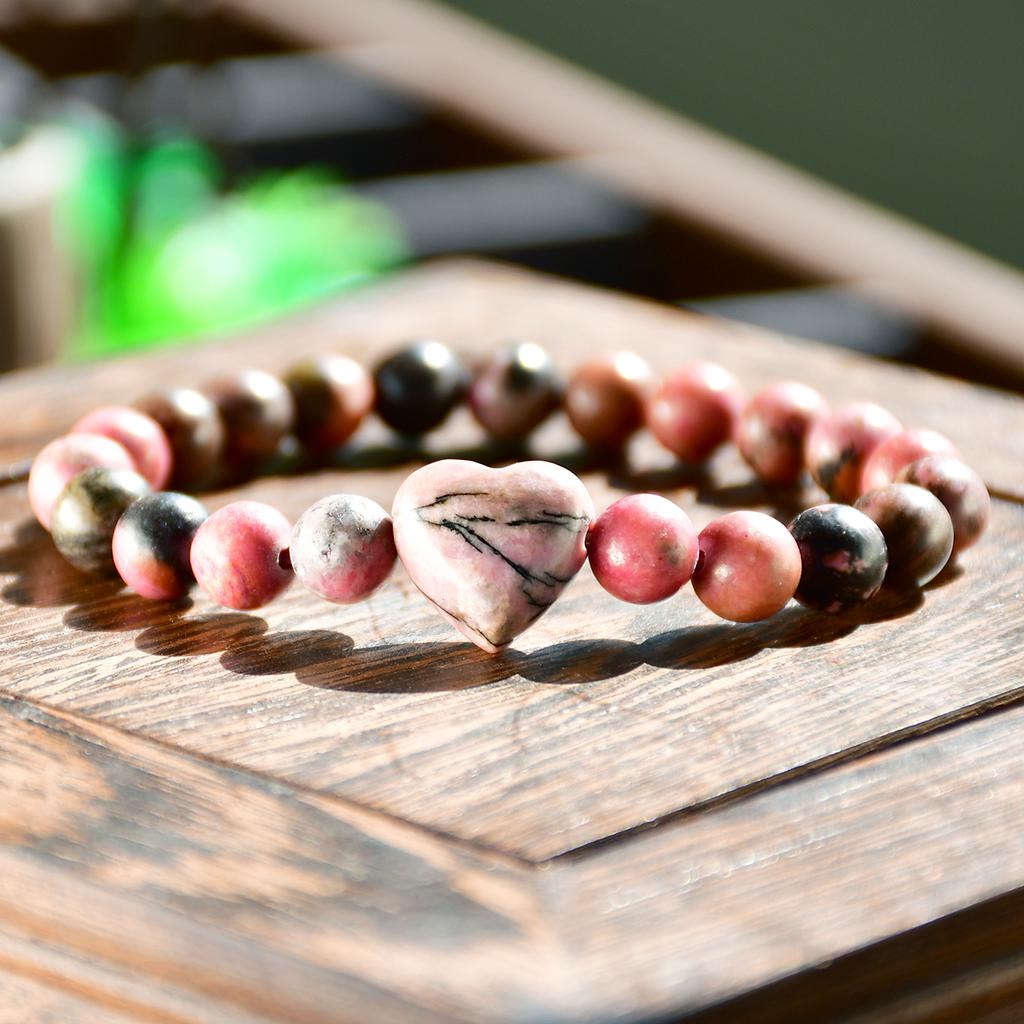 Bohemian Natural Stone Amethyst Love Elastic Bracelet Women's Spring & Summer Sweet Holiday Handmade Zircon