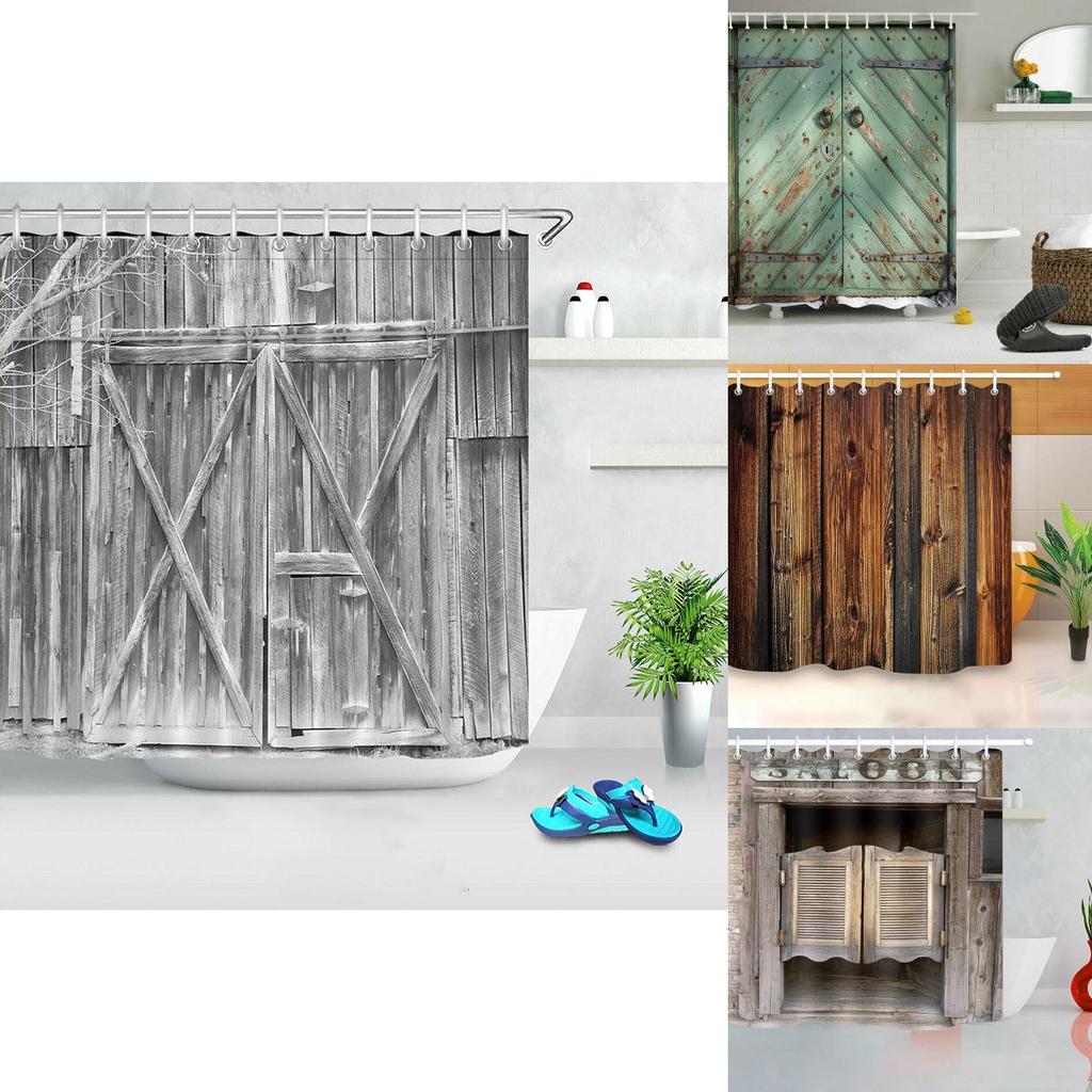 Top-tier Polyester 3d Print Rustic Wood Shower Curtain With Classic Design