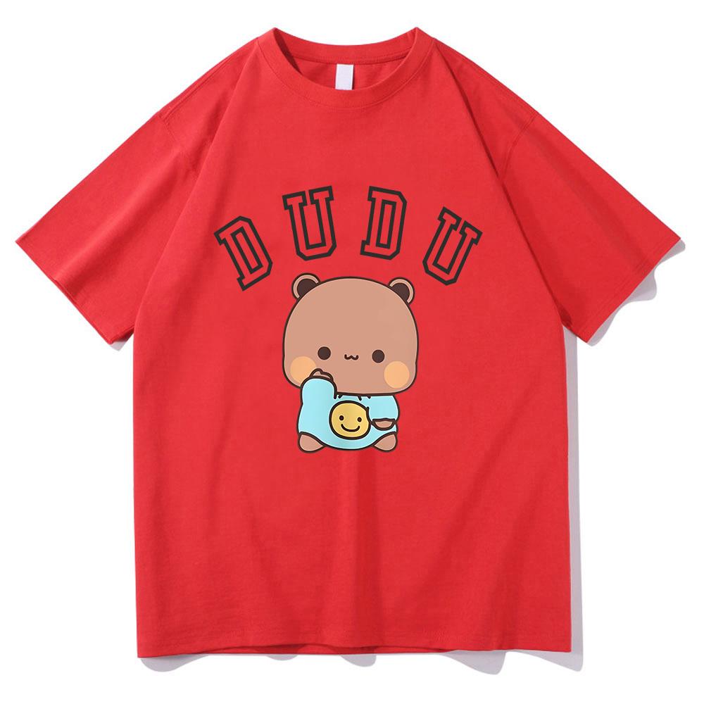 Panda Bear Cartoon Printing T-shirts Short Sleeve Women Men Cotton Tee-shirt Bubu Dudu Cute Graphic Tshirts Casual Summer Tees