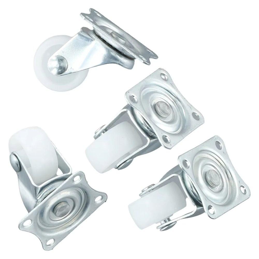 1/2/4Pcs Heavy Duty Caster Wheel 360 Degree White Nylon Rubber Furniture Roller 1/1.25/1.5/2/2.5/3inch Furniture Carts