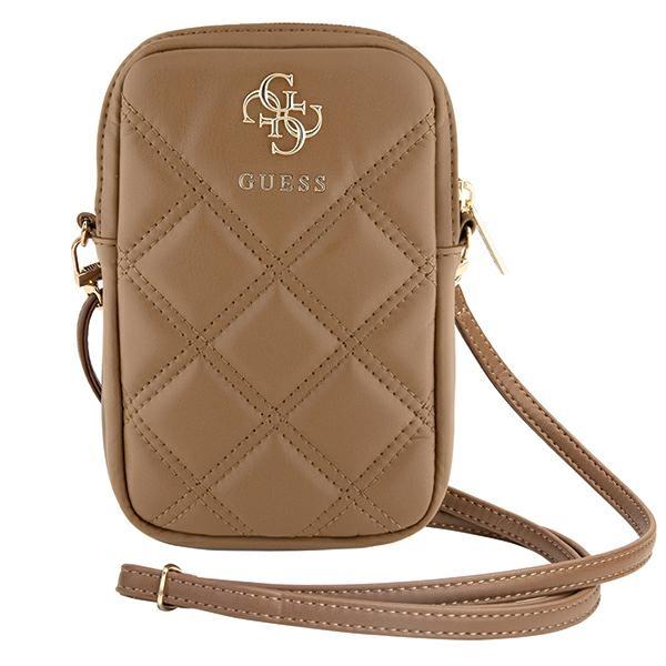 Guess Zip Quilted 4G Brown Handbag