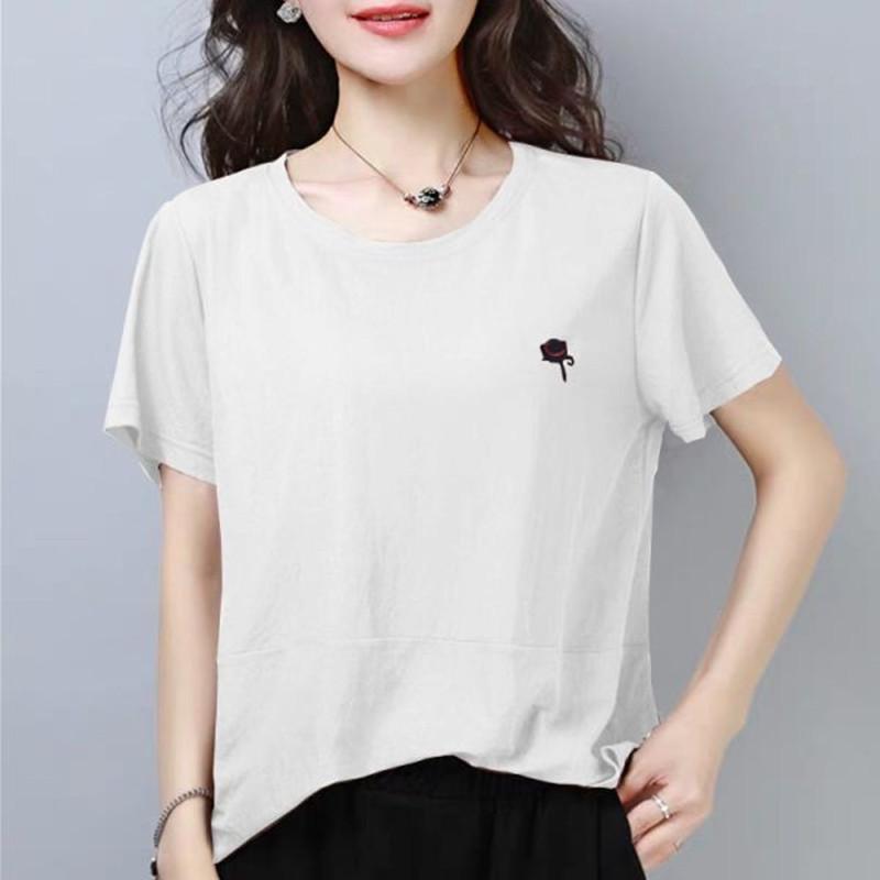 T-shirt d'été à manches courtes et col rond pour femme, ample et slim, imprimé, style vintage