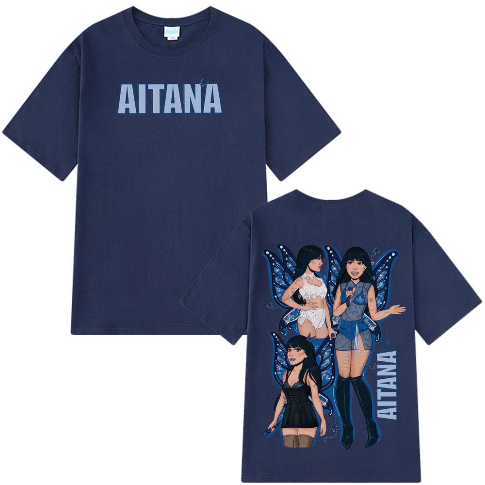 2025 Summer Singer Aitana Curto Azul Tour Print Tees Men Women Aesthetic Trendy Harajuku High Quality  Tshirt