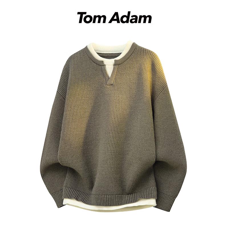 

TOM ADAM Men s Faux Two-Piece Casual Knit Sweater 3XL
