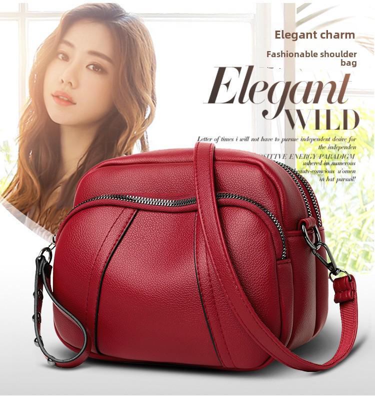 Damen Niet Reißverschluss Kleine Quadratische Taschen, Modische Handy-Taschen, Weiche Leder Umhängetaschen & Messenger Bags