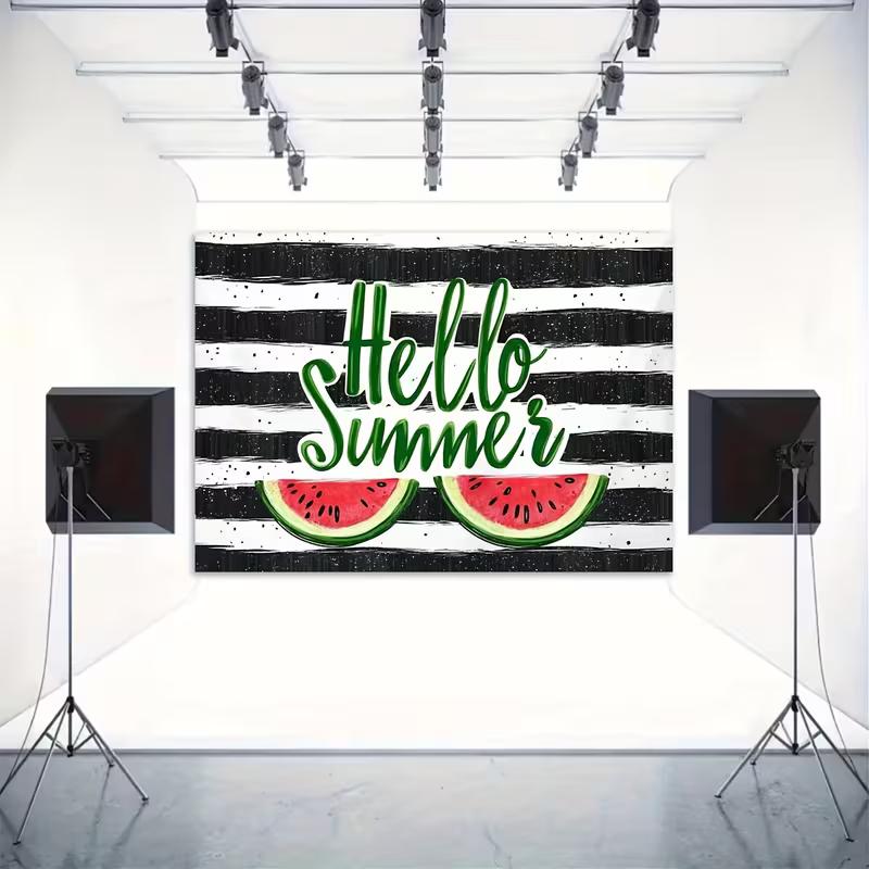 2D Watermelon "Hello Summer" Backdrop for Beach Party and Summer Themed Decor