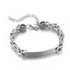 Titanium Steel Flat Link Bracelet Men Women Hip Hop Geometric Pendant DIY Blank Charm Chain Jewelry