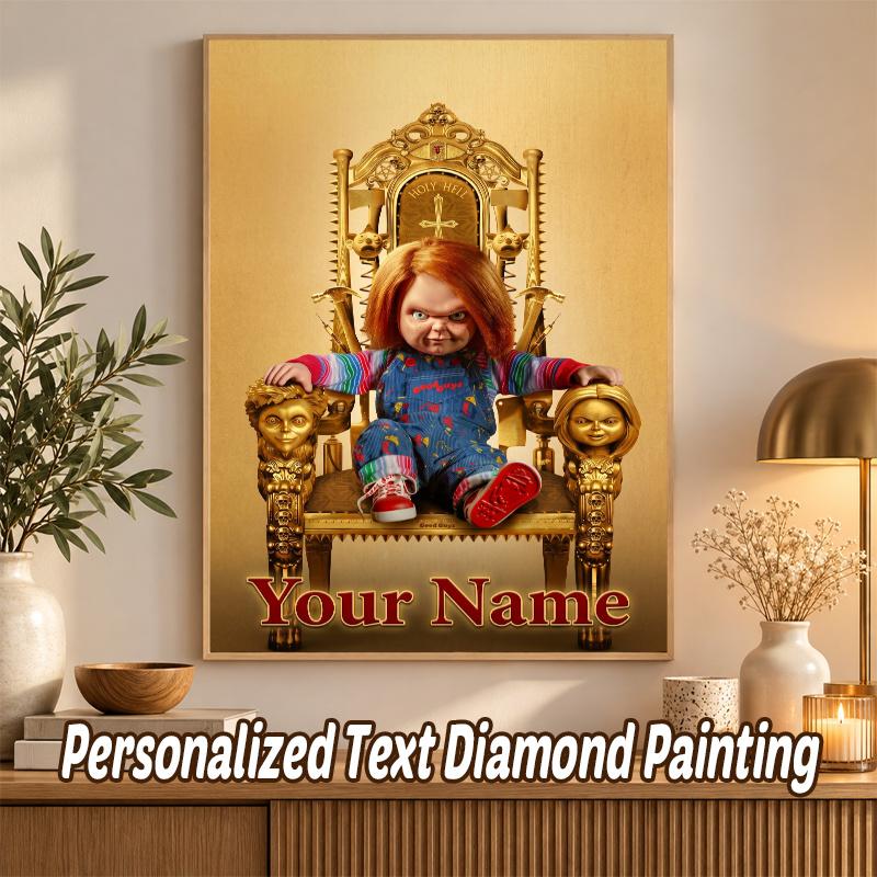 Child's Play Chucky Tiffany Custom Name Text 5D Diamond Painting Kit DIY Full Drill Diamond Art Decoration