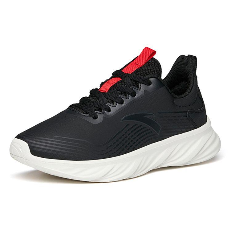 Anta Leather Comfortable Shock Absorbing Breathable Lightweight Wear Resistant Non Slip Low Top Running Shoes Men Sneakers Black White 112145571-8
