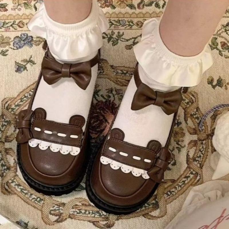 

Fashion Women s Fashion Flat Shoes Spring New Round Head Shallow Mouth Butterfly Knot Splicing Thick Sole Non-slip Shoes 39