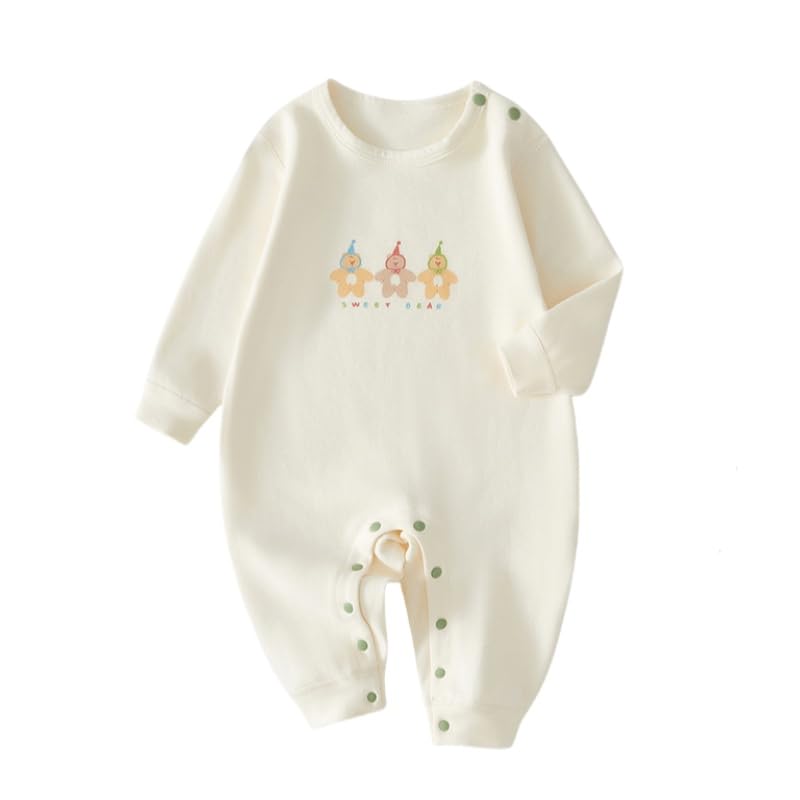 YIN OON Baby Clothes for Boys and Long Sleeve Outing Newborn Cute Bear Print Baby Baby Size 66 Open Girls, Fall/Winter, Romper, Coverall, Innerwear,