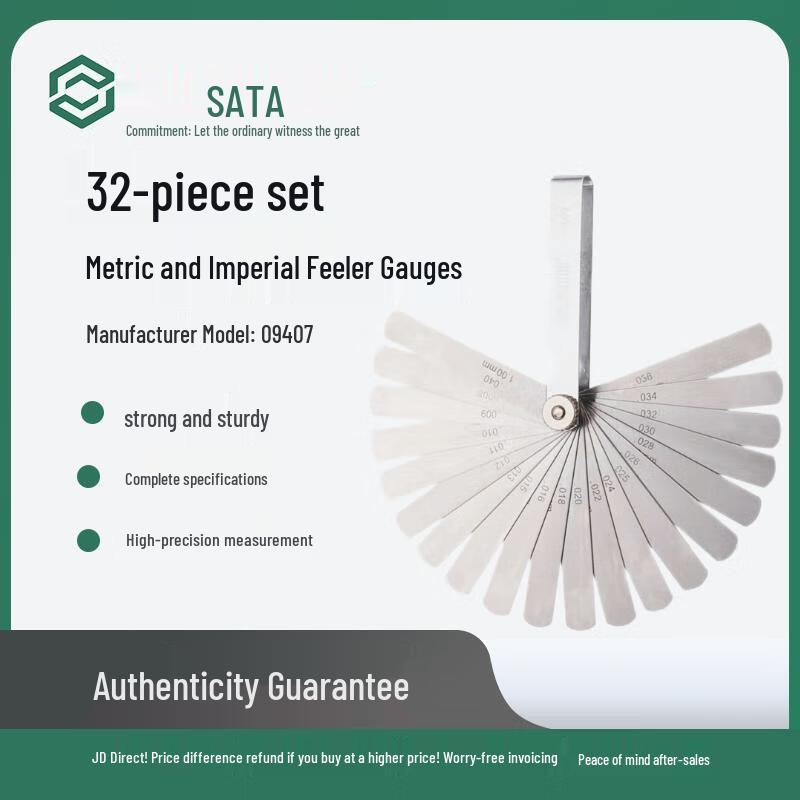 SATA 32-Piece Feeler Gauge Set 0.02-1.00MM 0.02-1.00MM