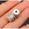 Ethnic-Style Sterling Silver S999 Fu Character Spacer Beads: Retro Barrel Ruyi Beads for DIY Lucky Silver Jewelry