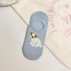 Spring and Summer Thin Boat Socks for Women, Cartoon Animal Silicone Invisible Socks for Dogs, Short, Shallow and Non-falling Heel Women's Socks