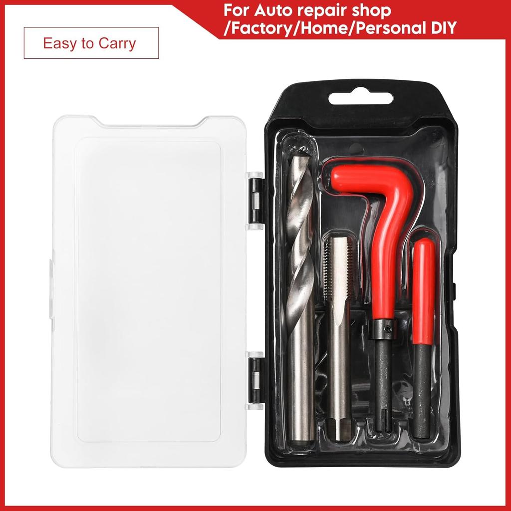 15 Pcs Thread erts M14x1.5 Female Thread Repairing Accessory Assortment Kit, Spark Plug Thread Repair Kit, Drill Helicoil Repair Kit, Thread Repair