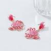 Summer Beach Ocean Leisure Style Alloy Cute Color Crab Shape Earrings Women's Fashion