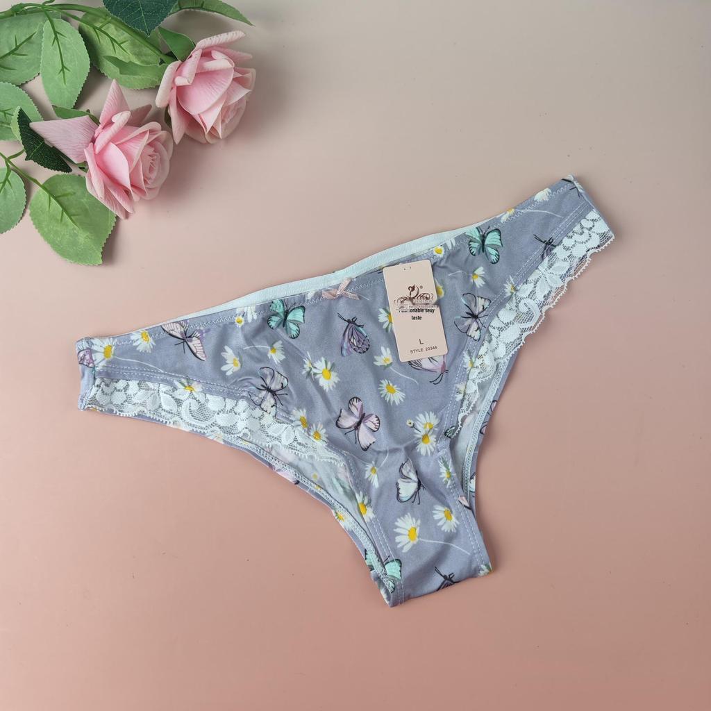 Diaochan Women's Silky Triangle Panties - Floral Lace, No Panty Lines