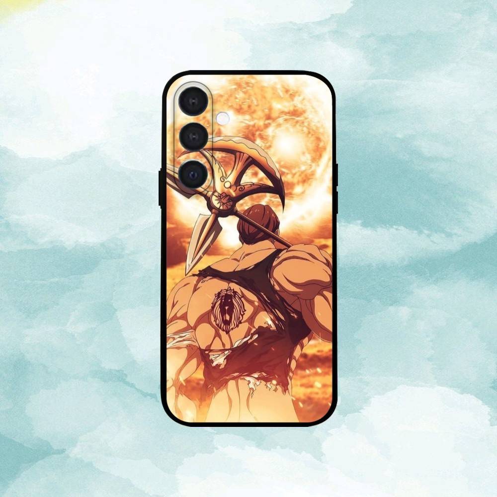 E-Escanor Sun Cartoon Phone Case For Samsung  A73,72,71,A52,51,40,41,A22,A32,31,A13, Soft Black Shell