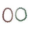 Qiaoen Women's Sweet Natural Strawberry Quartz & Green Crystal Beaded Bracelet - Simple Gradient Design Jewelry