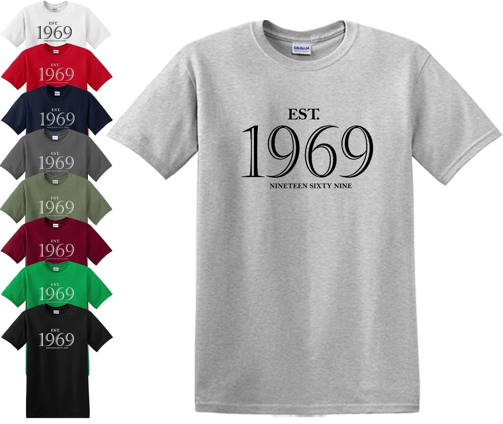 EST. Established 1969 T-Shirt Mens Womens Tees Top 50th Birthday Funny Present Father Day Gift Top 4XL