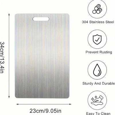Premium Titanium-Grade 304 Stainless Steel Chopping Board, Double-Sided,  Food-Grade Surface,kitchen Accessories