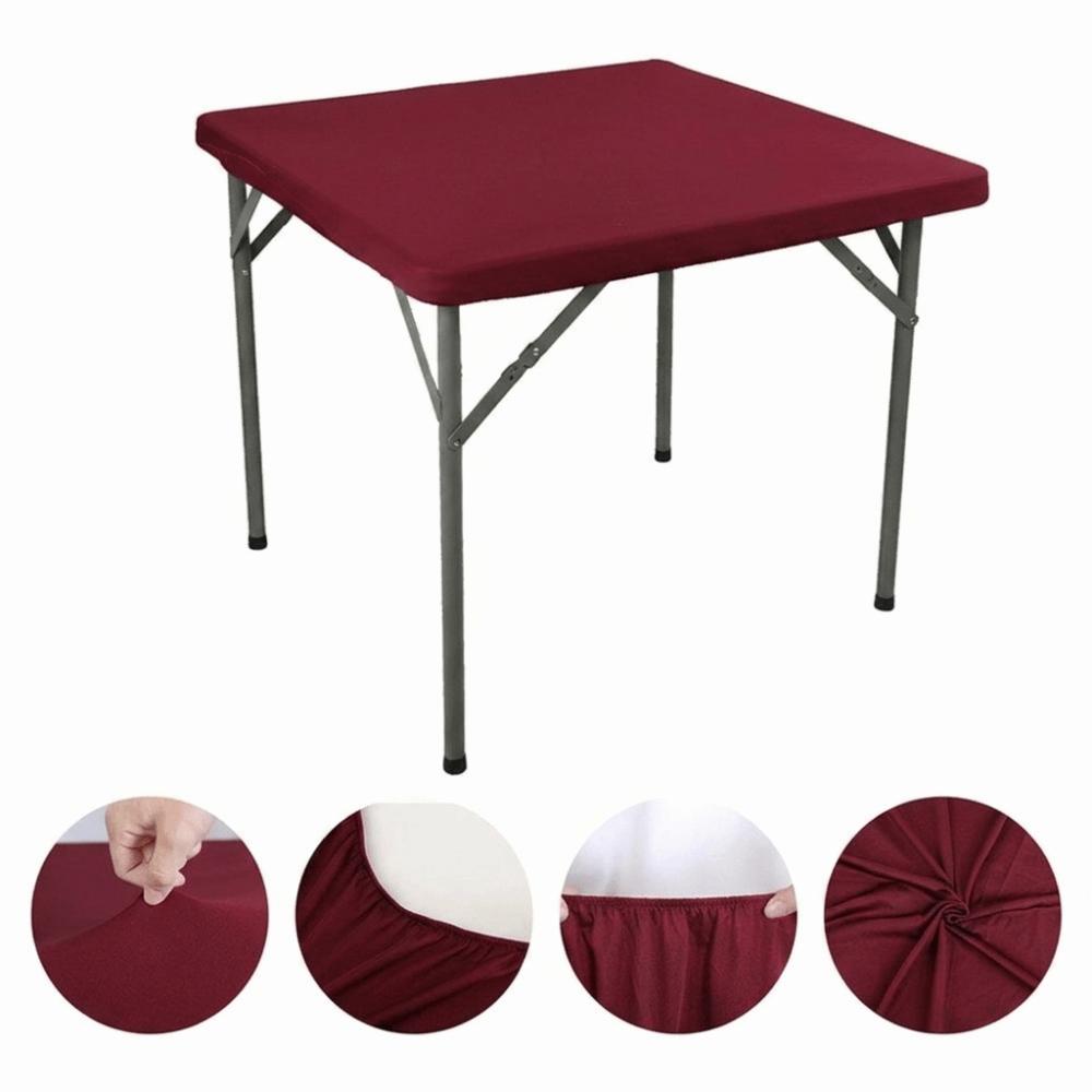 

Stretch Spandex Square Tablecloth Wrinkle Resistant Elastic Table Cover Fitted Table Cloth Banquet вина червоного кольору